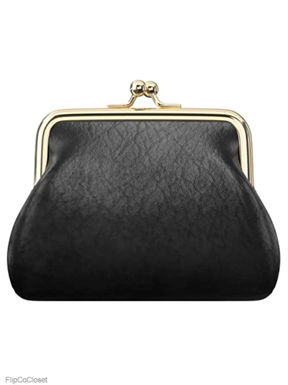 PU Leather Coin Purse Kiss Lock Change Wallet Compact Lightweight